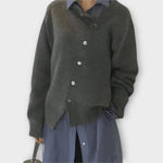 Clara – Cárdigan Estilo Acogedor y Chic - Grau / XS - Suéteres & Cardigans