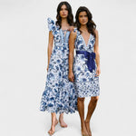 Clara – Conjunto Elegancia Floral Mediterránea - Conjunto Floral Mediterráneo – Bañador con Falda a Juego