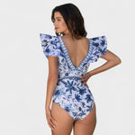 Clara – Conjunto Elegancia Floral Mediterránea - Conjunto Floral Mediterráneo – Bañador con Falda a Juego