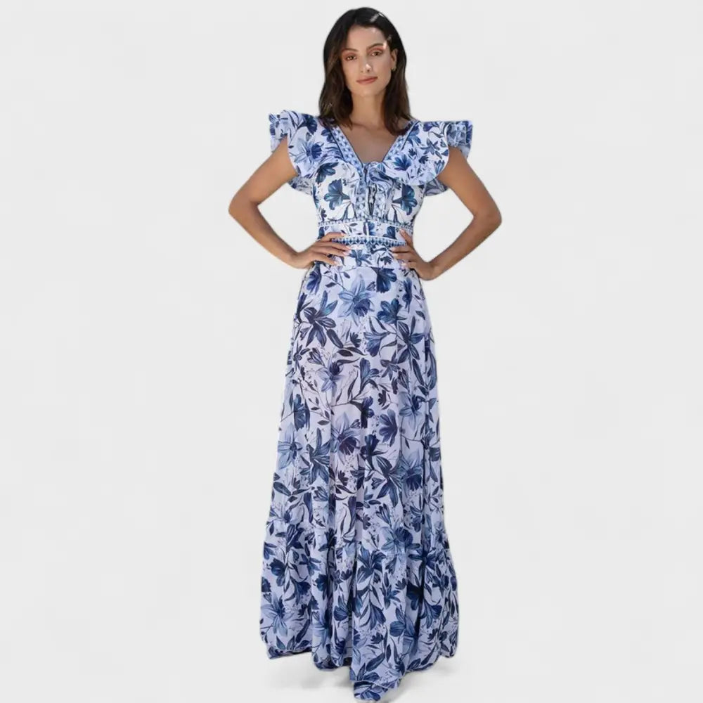 Clara – Conjunto Elegancia Floral Mediterránea - Conjunto Floral Mediterráneo – Bañador con Falda a Juego