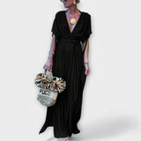 Clara – Vestido Elegancia Griega con Lazo Trenzado - Negro / Einheitsgröße - Vestidos