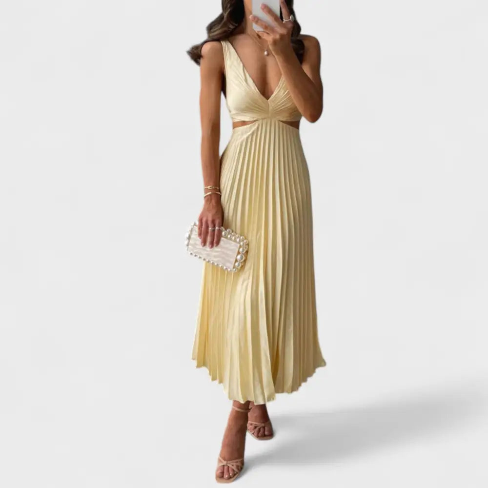 Clara – Vestido Elegancia Natural - Amarillo / S - Vestidos