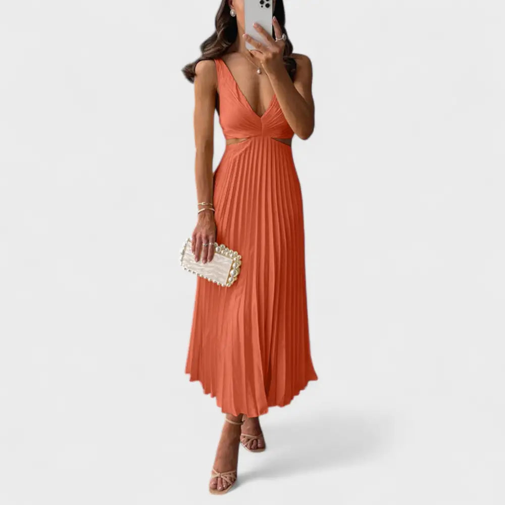 Clara – Vestido Elegancia Natural - Naranja / S - Vestidos