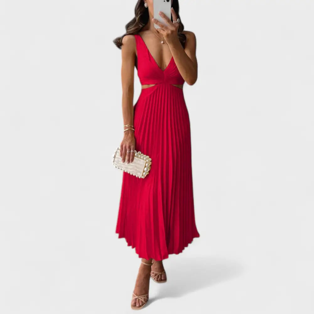 Clara – Vestido Elegancia Natural - Rojo / S - Vestidos