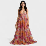 Clara – Vestido Encanto Floral Elegante - Naranja / S - Vestidos