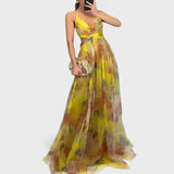 Clara – Vestido Floreado de Ensueño - Amarillo / S - Vestidos