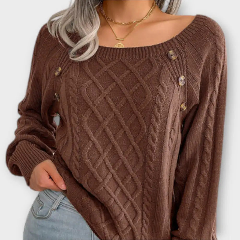 Claudia – Suéter Chic con Estilo Sofisticado - Braun / S - Suéteres & Cardigans