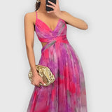 Claudia – Vestido Elegancia Floral Atemporal - Fucsia / S - Vestidos