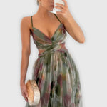 Claudia – Vestido Elegancia Floral Atemporal - Verde / S - Vestidos