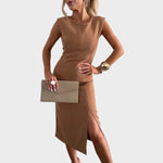 Elvira – Vestido Frescura y Elegancia - Marrón / S - Vestidos