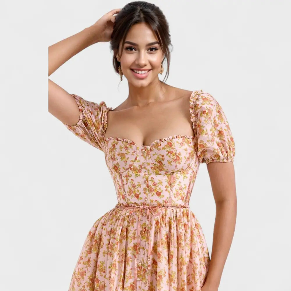Estefanía – Vestido Encanto Floral Natural - Vestidos