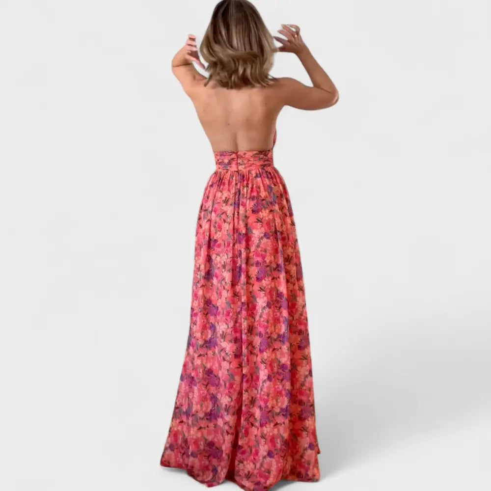 Floraria – Vestido Largo Brillo Floral Elegantemente Atemporal - Vestidos
