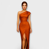 Inés – Vestido Elegancia Asimétrica - Naranja / XS - Vestidos