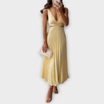 Isabel – Vestido Elegancia Plisada en Noche Especial - Gelb / S - Vestidos