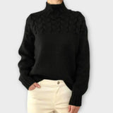 María – Suéter Textura Única y Estilo Chic - Negro / S - Suéteres & Cardigans