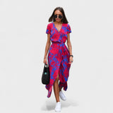 María – Vestido Encanto Floral Atemporal - Rojo/Azul / S - Vestidos