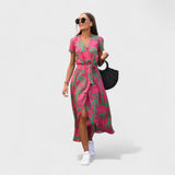 María – Vestido Encanto Floral Atemporal - Rosa / S - Vestidos