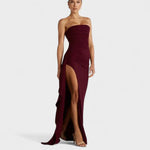 María – Vestido Glamour de Noche - Burdeos / S - Vestidos