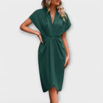 Mariana – Vestido Estilo Envolvente y Sofisticado - Dunkelgrün / S - Vestidos
