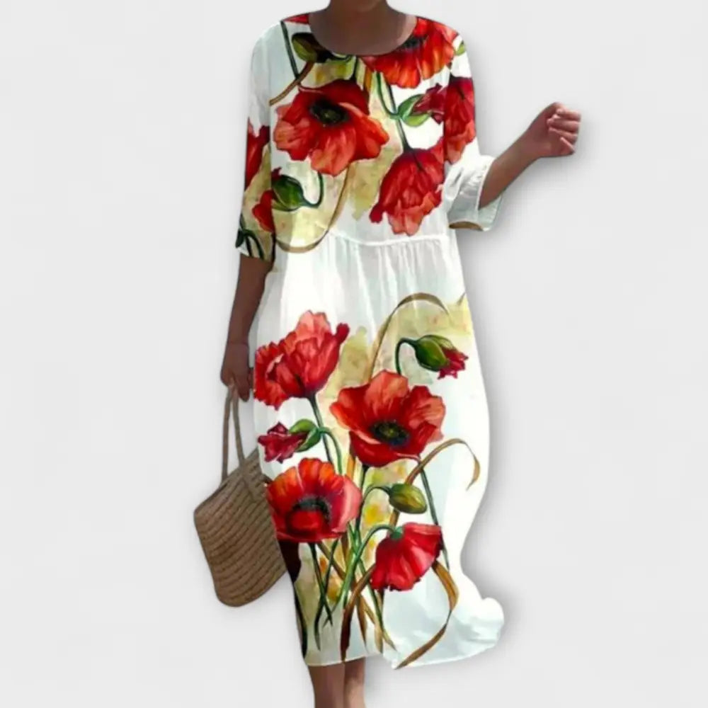 Marina – Vestido Belleza Floral en Movimiento - Rojo / S - Vestidos