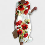 Marina – Vestido Belleza Floral en Movimiento - Rojo / S - Vestidos
