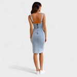 Marina – Vestido Denim Chic con Abertura Elegante - Vestidos