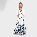 Marina – Vestido Elegancia Floral Atemporal - Azul / Rosa / S - Vestidos