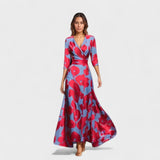 Marina – Vestido Elegancia Floral Atemporal - Blanco / Azul oscuro / S - Vestidos