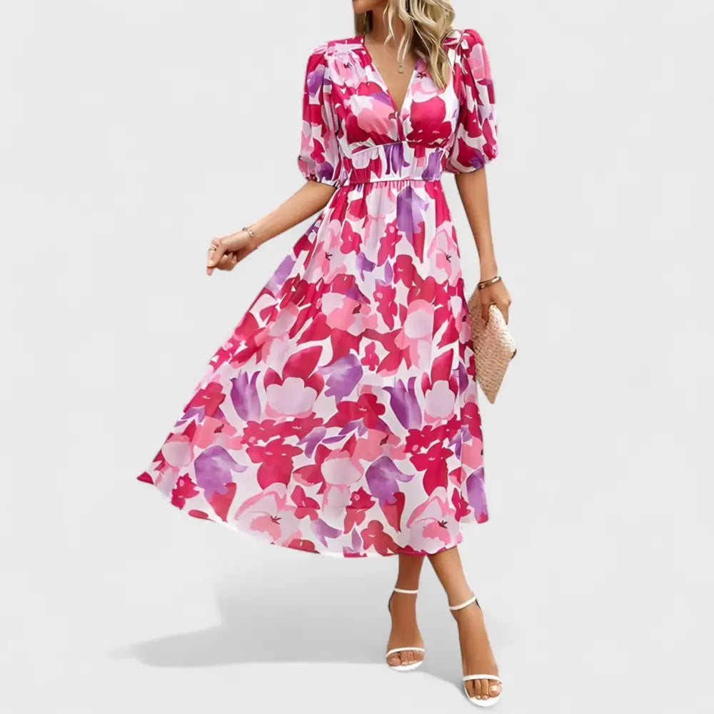 Marina – Vestido Primavera Floral Radiante - Rojo / S - Vestidos