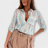 Nuria – Blusa Elegancia Atemporal y Chic - Gestreifter Druck / S - Nuria – Blusa Elegancia Atemporal y Chic > Blouses >