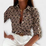Nuria – Blusa Elegancia Atemporal y Chic - Khaki-Labyrinth / S - Nuria – Blusa Elegancia Atemporal y Chic > Blouses > >