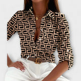 Nuria – Blusa Elegancia Atemporal y Chic - Khaki-Labyrinth / S - Nuria – Blusa Elegancia Atemporal y Chic > Blouses > >