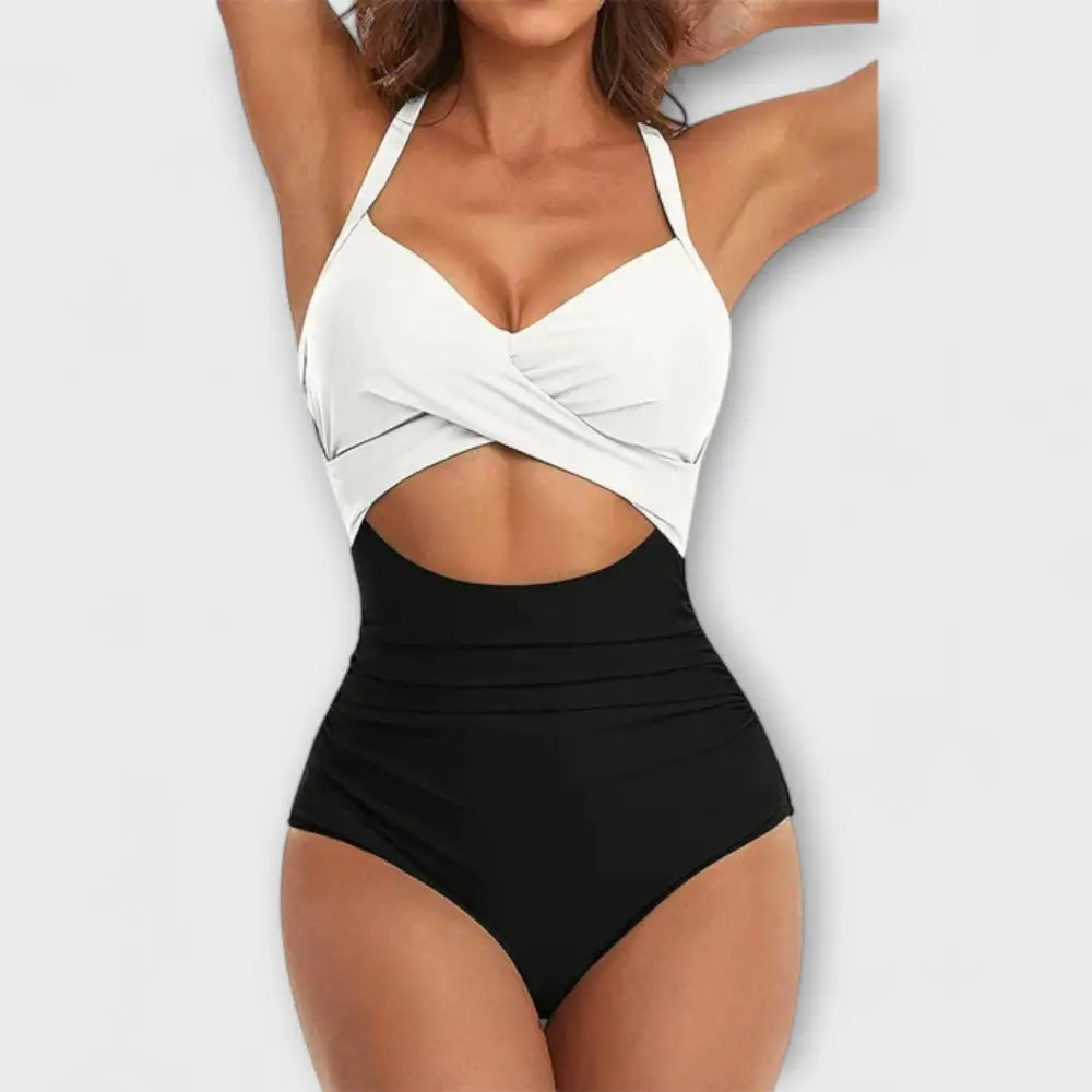 Piera – Bañador Elegancia y Comodidad Atemporal - Weiß & Schwarz / S - Swimsuits