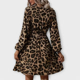 Valentina – Vestido Elegancia de Leopardo con Cinturón Ajustable - Vestidos