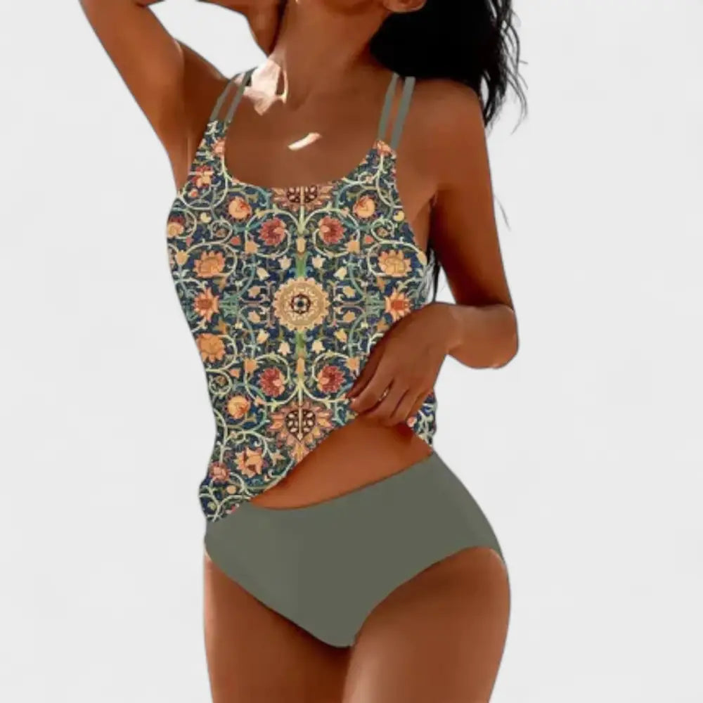 Alba – Bikini Bohemio con Estilo Único - Caqui / S - Alina – Bikini Bohemio con Soporte