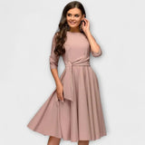 Alba – Vestido Glamour Fluir Sofisticado - Pink / S - Vestidos