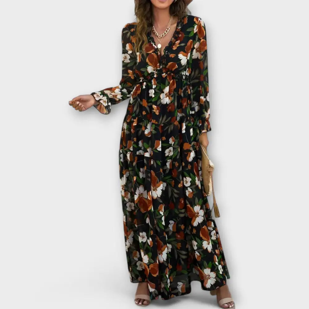 Alicia – Vestido Elegancia Floral - Negro / S - Vestidos