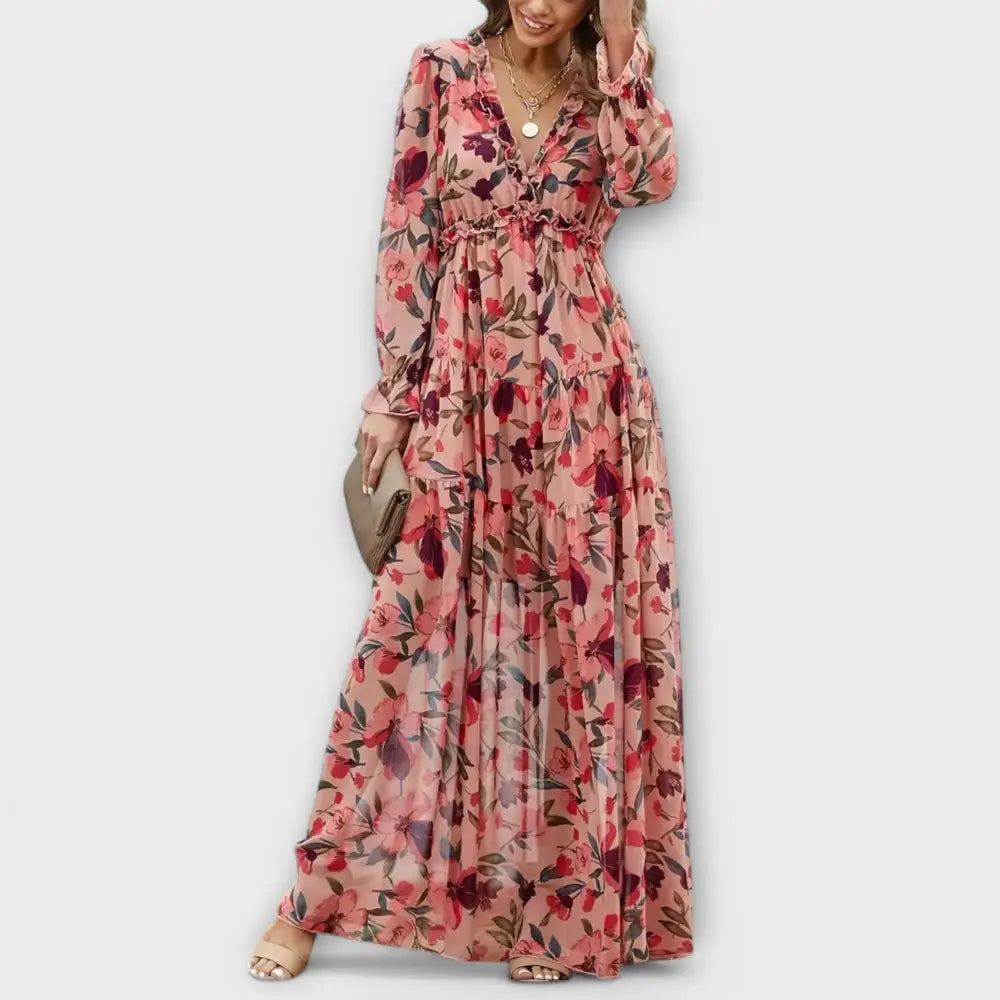 Alicia – Vestido Elegancia Floral - Rosa / S - Vestidos