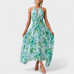 Ángela – Vestido Maxi Plisado con Flores y Toque Romántico - Vestidos