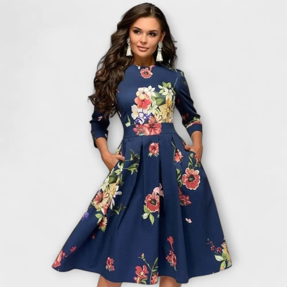 Ángela – Vestido Toque Retro Irresistible - Marineblau / XS - Vestidos
