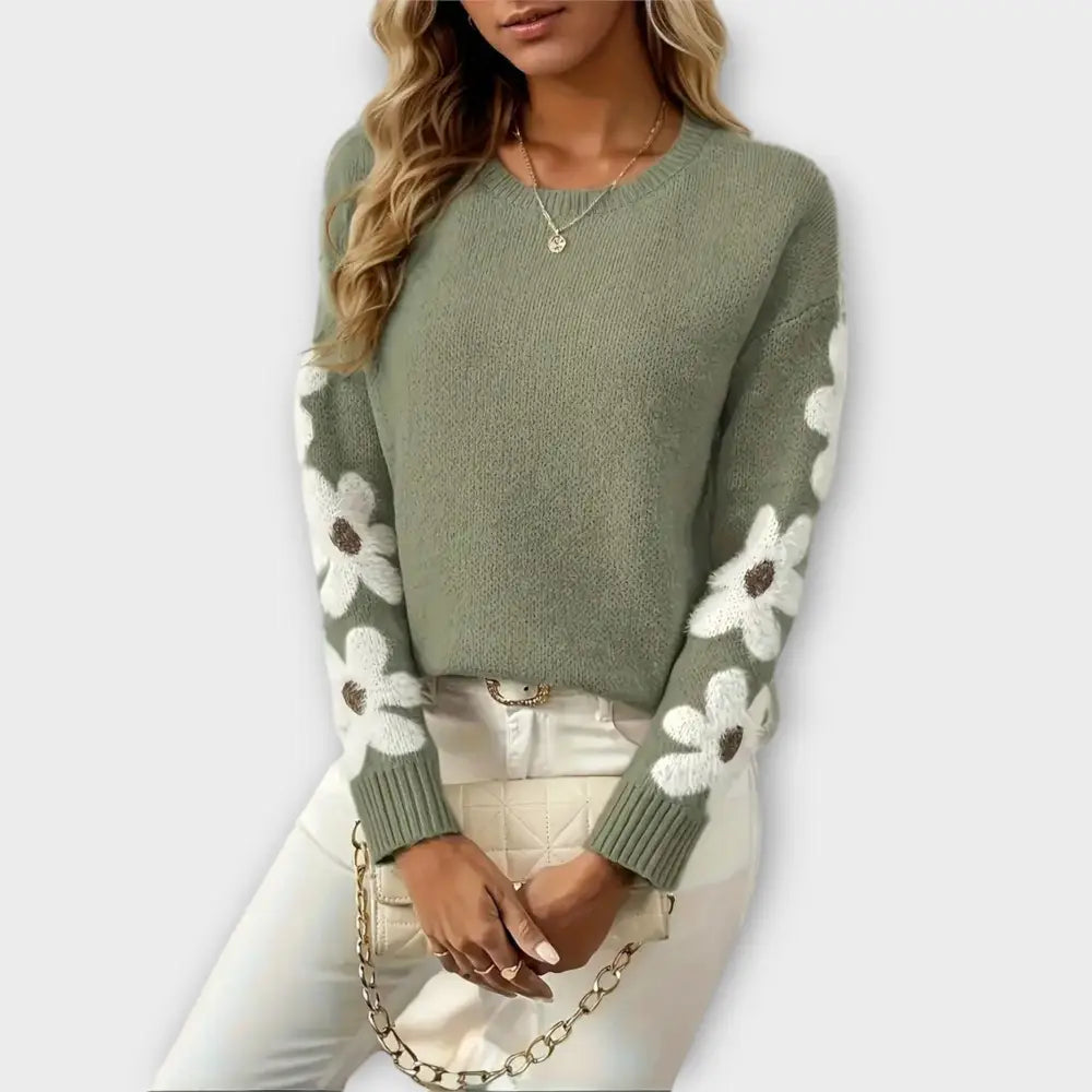 Ariadna – Blusa Chic con Detalles Florales Atemporales - Suéteres & Cardigans