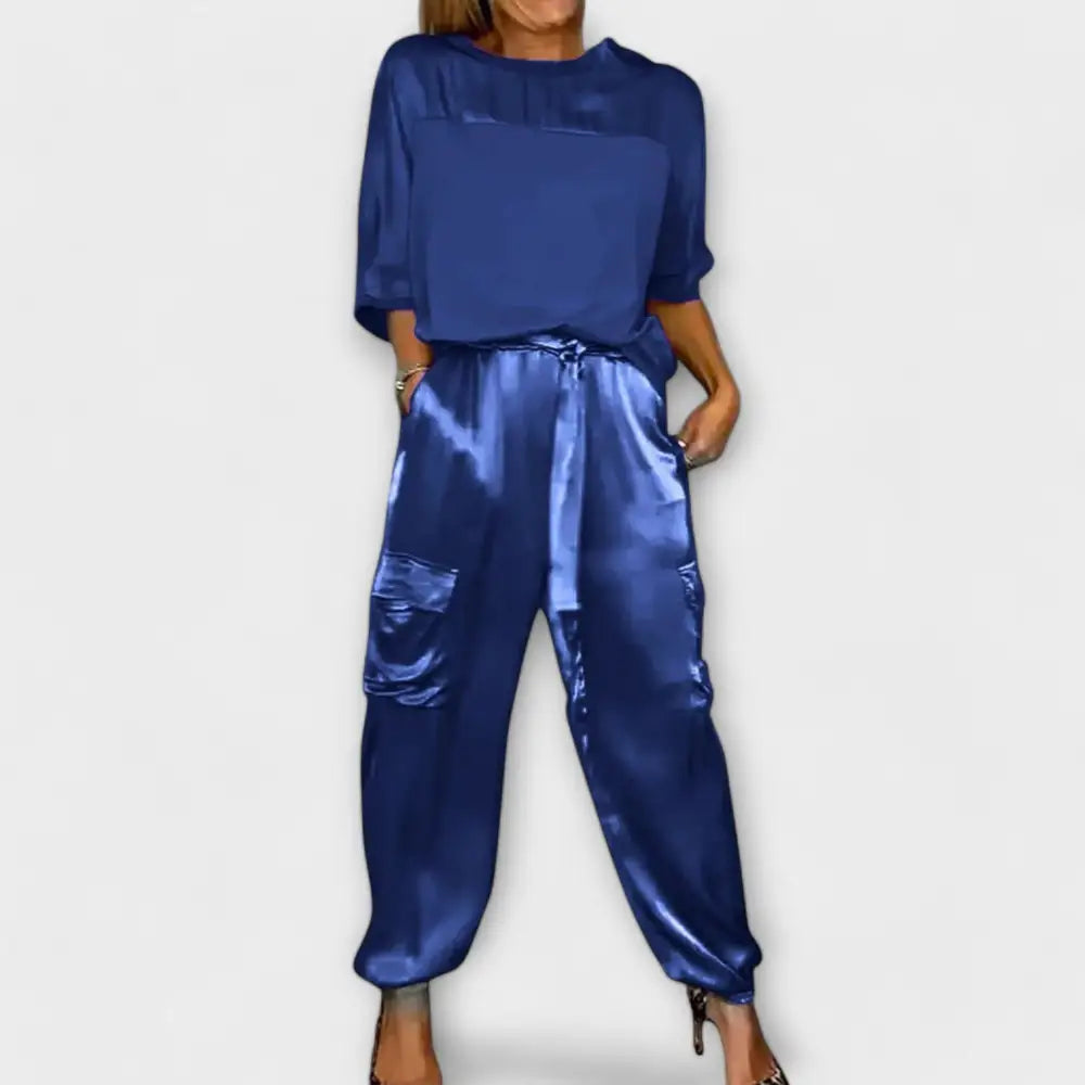 Carla – Conjunto Estilo Sofisticado - Azul / S - CONJUNTOS