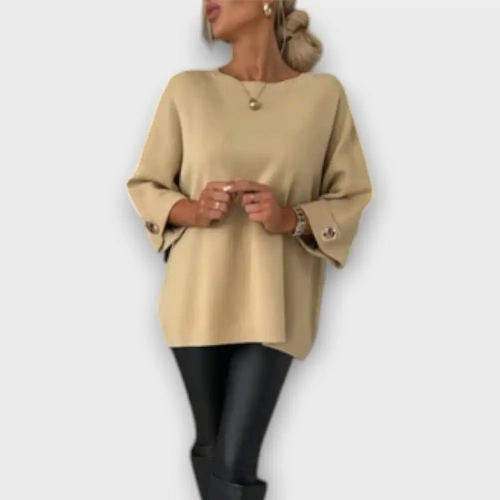 Clara – Blusa Elegancia Sin Esfuerzo - Beige / S - Suéteres & Cardigans