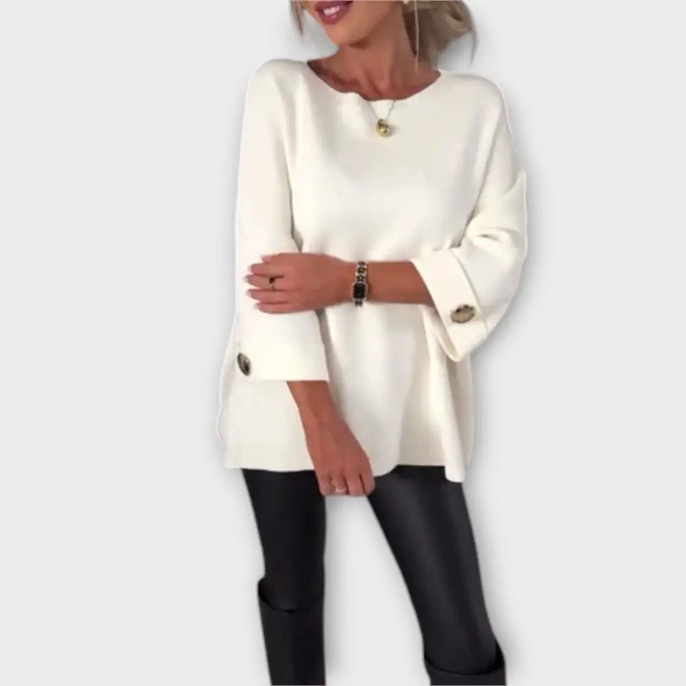Clara – Blusa Elegancia Sin Esfuerzo - Blanco / S - Suéteres & Cardigans