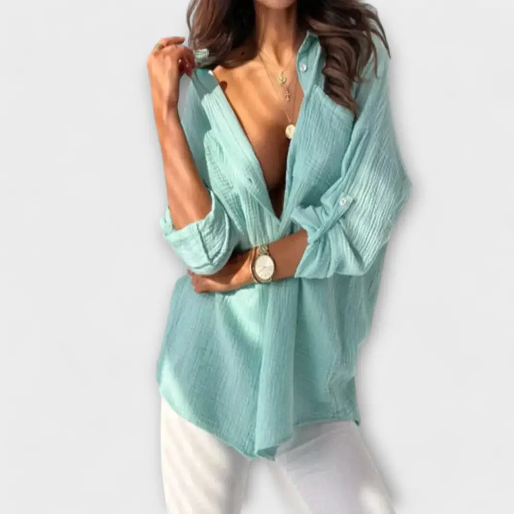 Clara – Blusa Toque Verano y Estilo - Türkis / S - Clara – Blusa Toque Verano y Estilo > Blouses > >