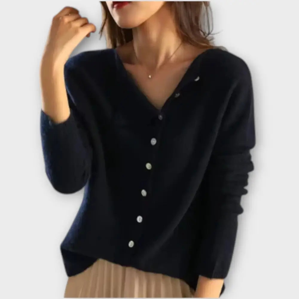 Clara – Cárdigan Estilo Chic y Confortable - Dunkelblau / S - Suéteres & Cardigans