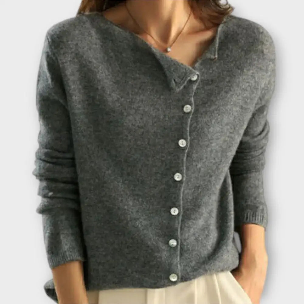 Clara – Cárdigan Estilo Chic y Confortable - Grau / S - Suéteres & Cardigans
