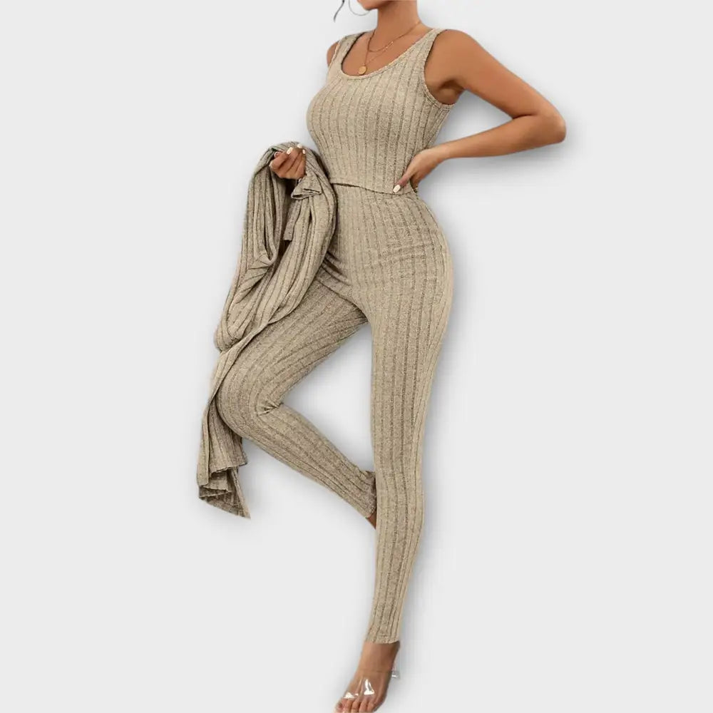 Clara – Conjunto Elegancia Moderna y Versátil - Khaki / S - CONJUNTOS