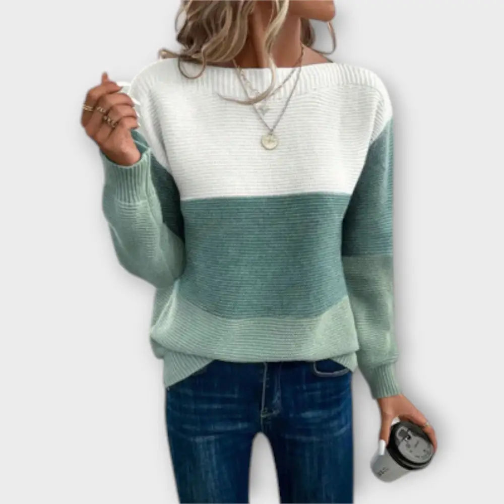 Clara – Suéter Estilo Patchwork Moderno y Elegante - Verde / S - Suéteres & Cardigans