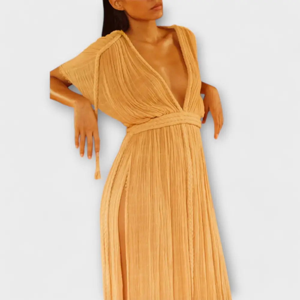 Clara – Vestido Elegancia Griega con Lazo Trenzado - Vestidos